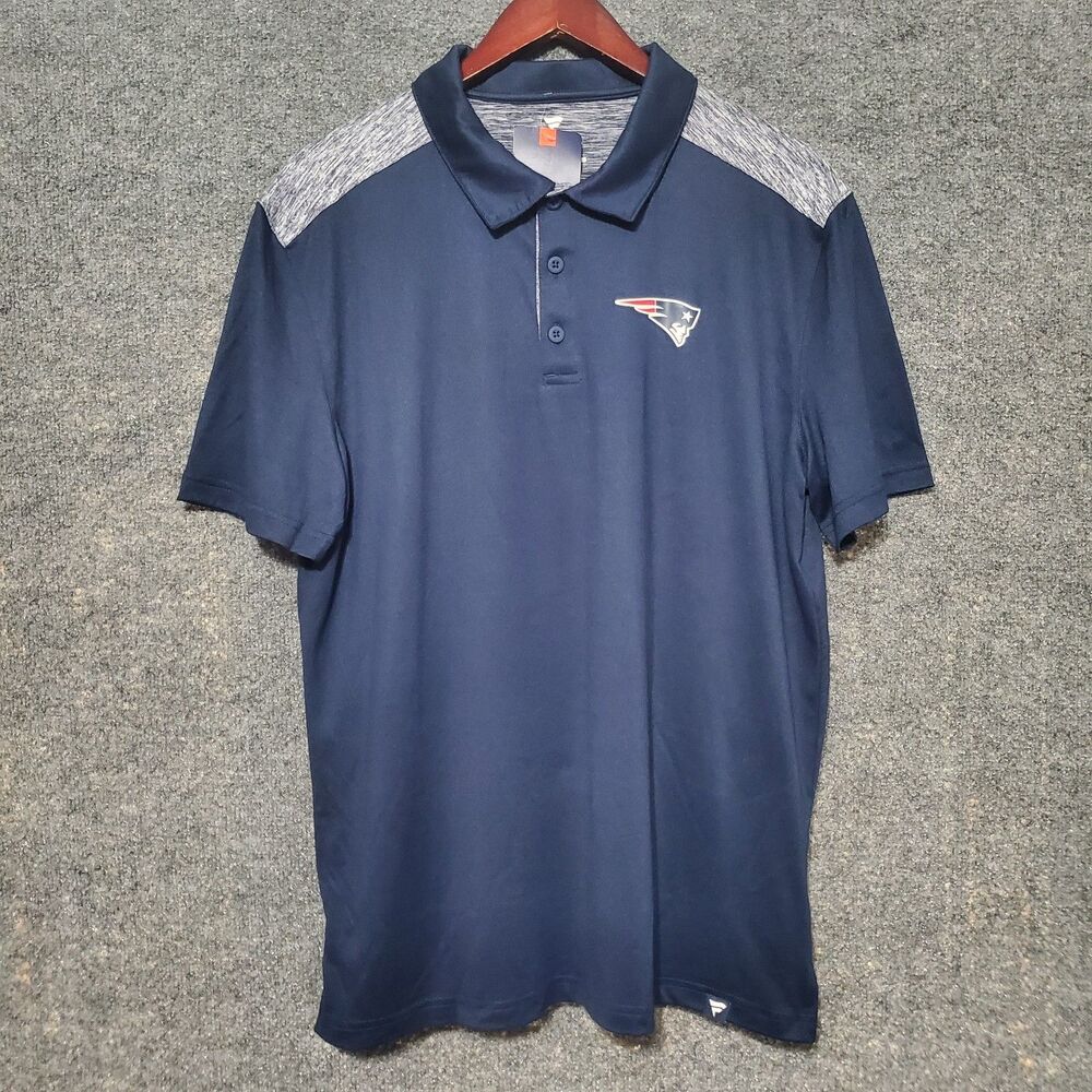 New England Patriots Polo Shirt Mens Large Navy 2 Tone Fanatics NFL Football New